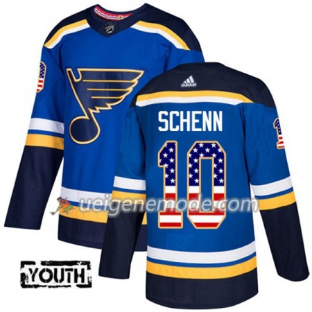Kinder Eishockey St. Louis Blues Trikot Brayden Schenn 10 Adidas 2017-2018 Blue USA Flag Fashion Authentic